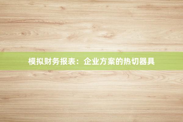模拟财务报表：企业方案的热切器具